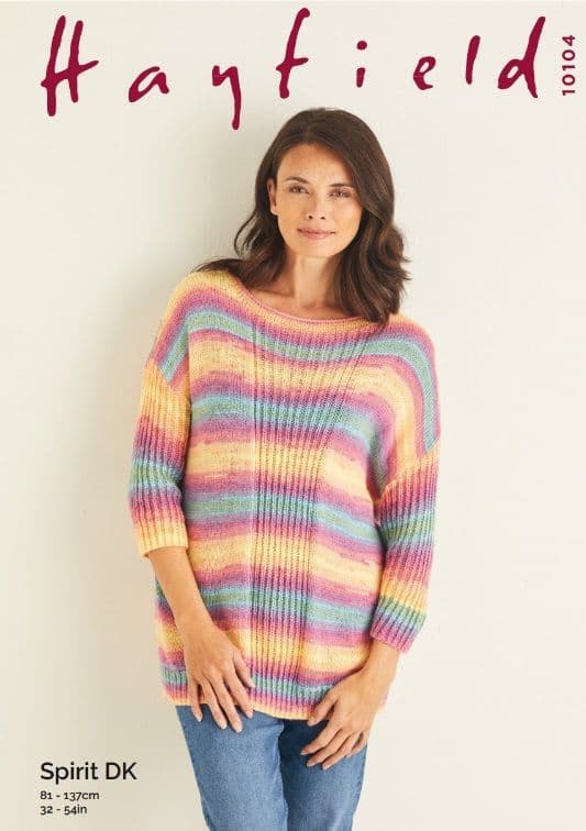 Hayfield Ladies Sweater Knitting Pattern in Spirit DK 10104P PDF DOWNLOAD