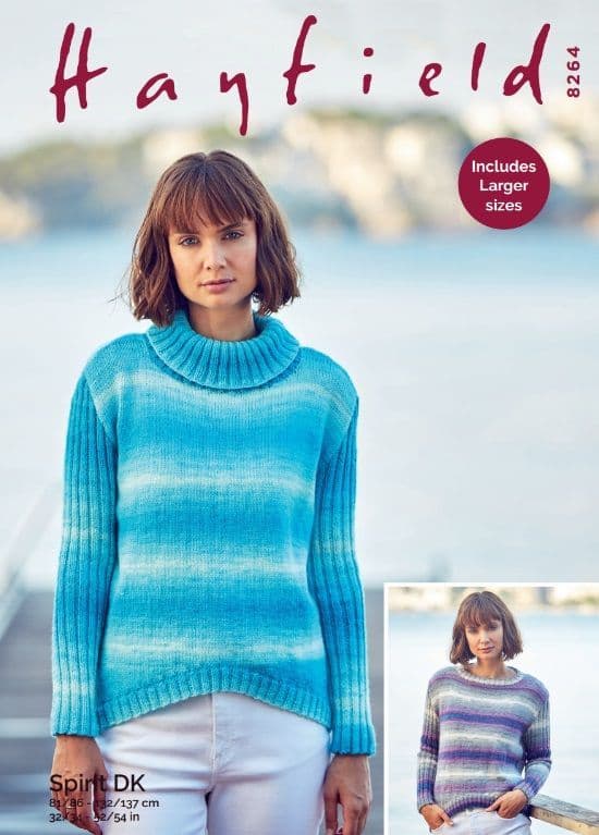 Hayfield Ladies Sweaters Knitting Pattern in Spirit DK 8264P PDF DOWNLOAD