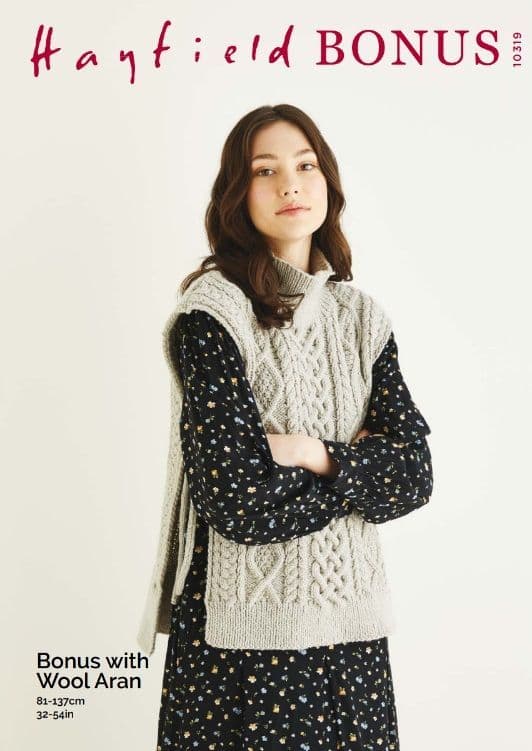 Hayfield Ladies Tabard Knitting Pattern in Bonus Aran 10319P PDF DOWNLOAD