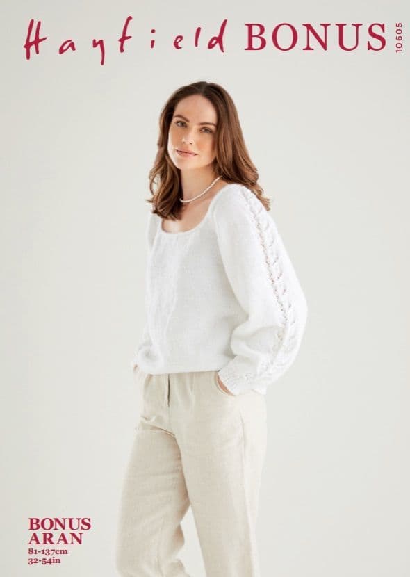 Hayfield Ladies Top Knitting Pattern in Bonus Aran 10605P PDF DOWNLOAD