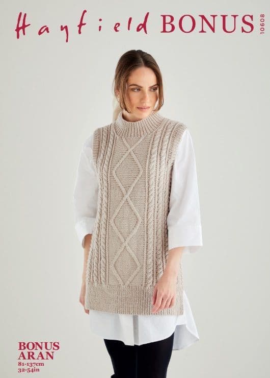 Hayfield Ladies Tunic Knitting Pattern in Bonus Aran 10608P PDF DOWNLOAD