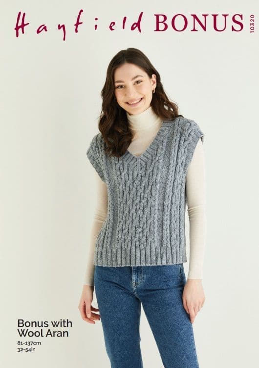 Hayfield Ladies Vest Knitting Pattern in Bonus Aran 10320P PDF DOWNLOAD