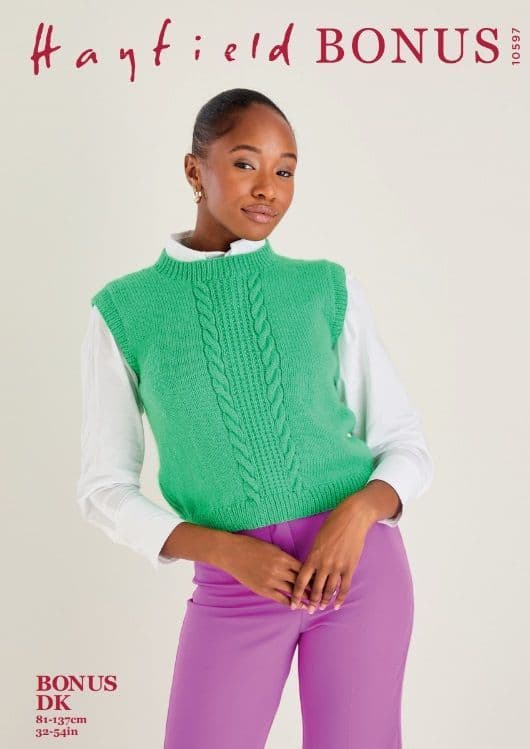 Hayfield Ladies Vest Knitting Pattern in Bonus DK 10597P PDF DOWNLOAD
