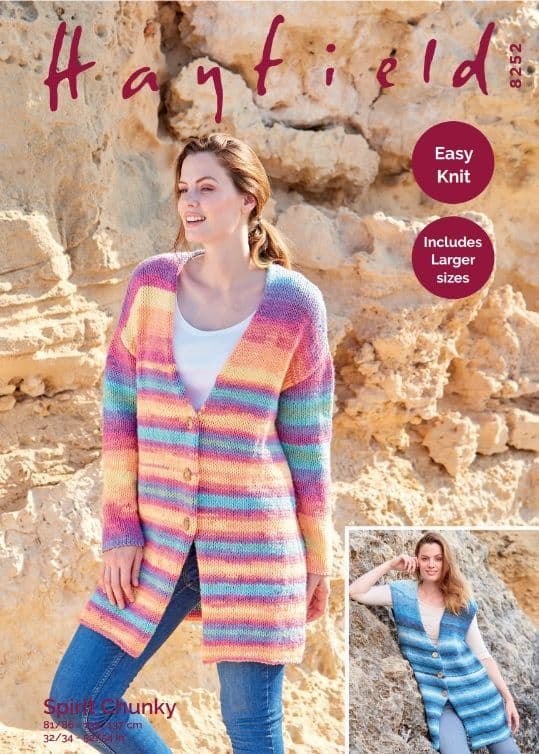 Hayfield Ladies Waistcoat & Jacket Knitting Pattern in Spirit Chunky 8252P PDF DOWNLOAD