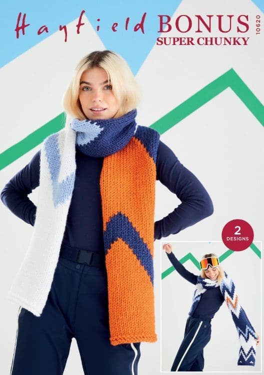 Hayfield Scarves Knitting Pattern in Bonus Super Chunky 10620P PDF DOWNLOAD