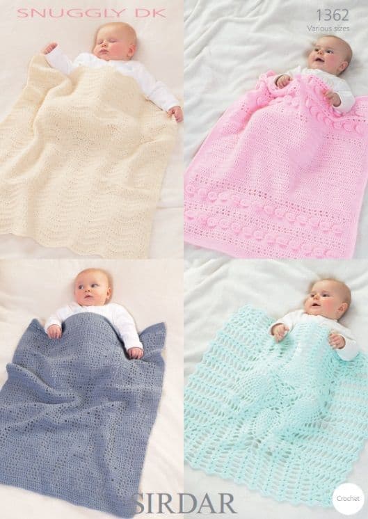 Sirdar Babies Blankets Crochet Pattern in Snuggly DK 1362P PDF DOWNLOAD