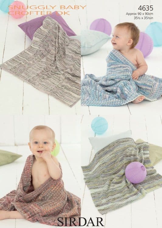 Sirdar Babies Blankets Knitting Pattern in Baby Crofter DK 4635P PDF DOWNLOAD