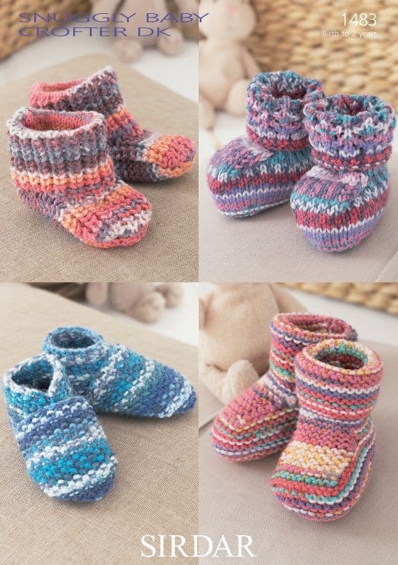 Sirdar Babies Bootees, Shoes & Boots Knitting Pattern in Baby Crofter DK 1483P PDF DOWNLOAD