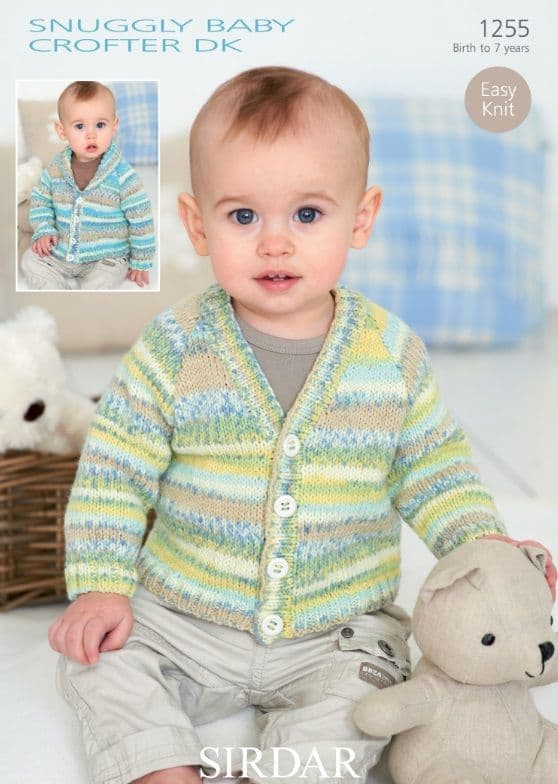 Sirdar Babies/Boys Cardigans Knitting Pattern in Baby Crofter DK 1255P PDF DOWNLOAD