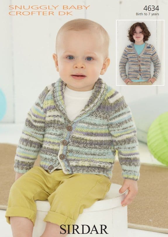 Sirdar Babies/Boys Cardigans Knitting Pattern in Baby Crofter DK 4634P PDF DOWNLOAD