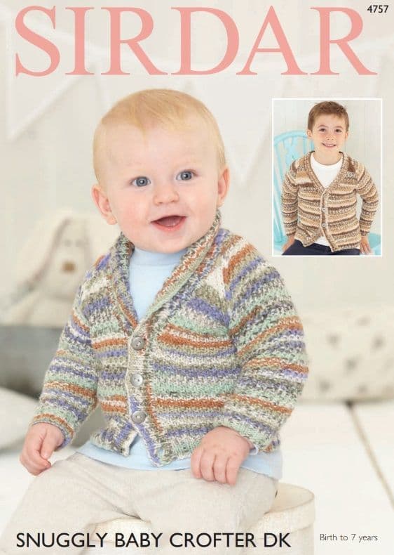 Sirdar Babies/Boys Cardigans Knitting Pattern in Baby Crofter DK 4757P PDF DOWNLOAD