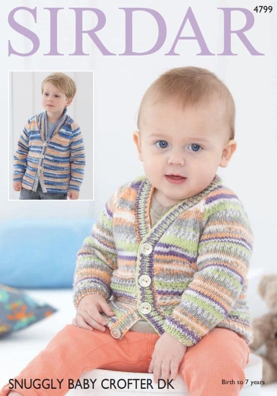 Sirdar Babies/Boys Cardigans Knitting Pattern in Baby Crofter DK 4799P PDF DOWNLOAD