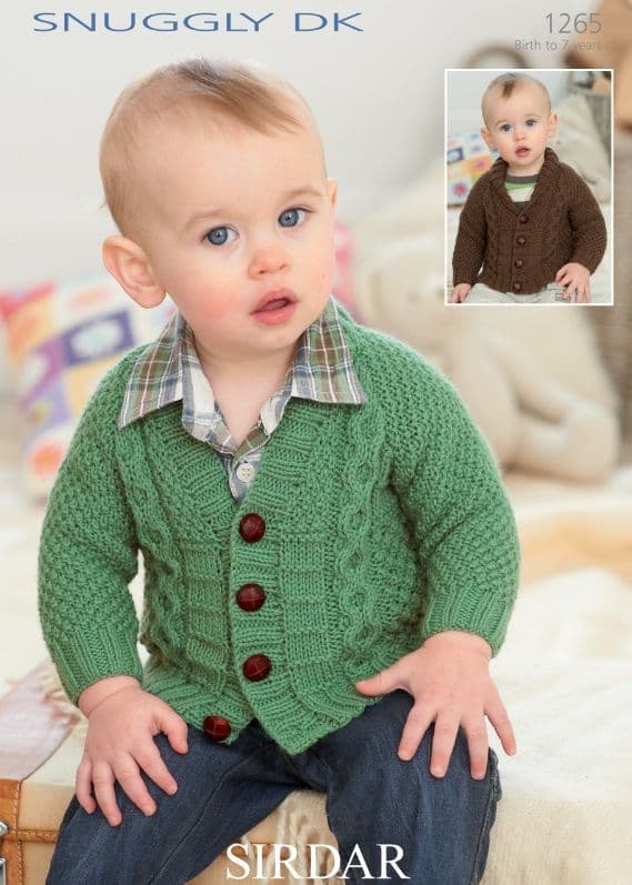 Sirdar Babies/Boys Cardigans Knitting Pattern in Snuggly DK 1265P PDF DOWNLOAD