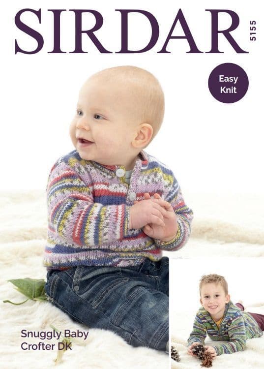 Sirdar Babies/Boys Sweater & Cardigan Knitting Pattern in Baby Crofter DK 5155P PDF DOWNLOAD