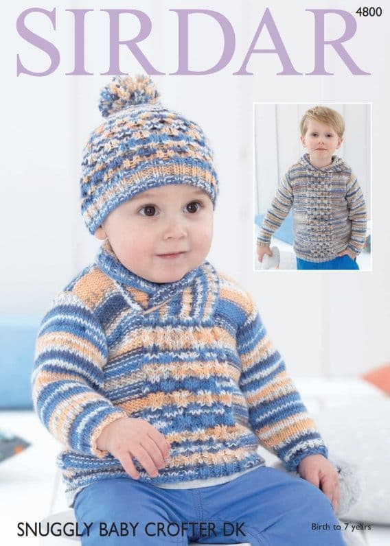 Sirdar Babies/Boys Sweaters & Hat Knitting Pattern in Baby Crofter DK 4800P PDF DOWNLOAD