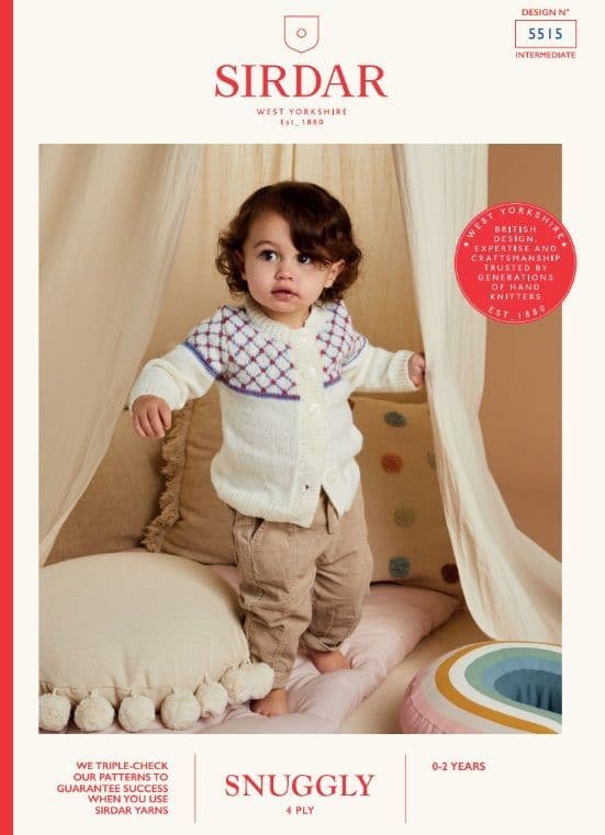 Sirdar Babies Cardigan Knitting Pattern in Snuggly 4ply 5515P PDF DOWNLOAD