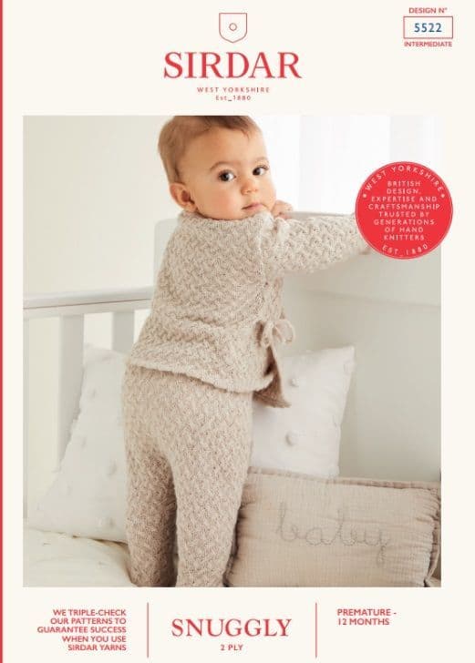 Sirdar Babies Cardigan & Leggings Knitting Pattern in Snuggly 2ply 5522P PDF DOWNLOAD