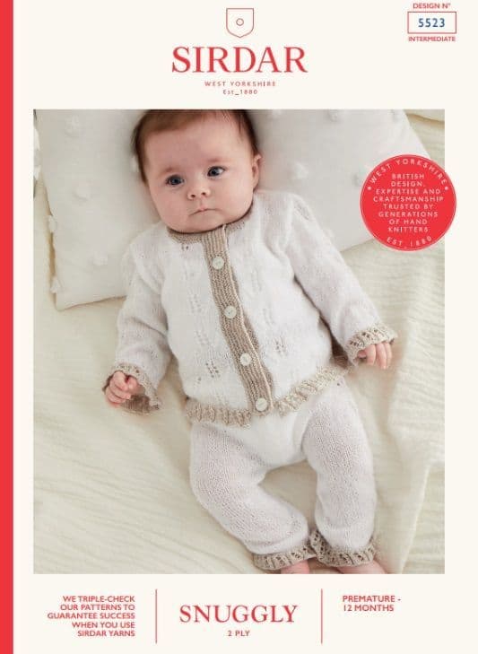 Sirdar Babies Cardigan & Leggings Knitting Pattern in Snuggly 2ply 5523P PDF DOWNLOAD