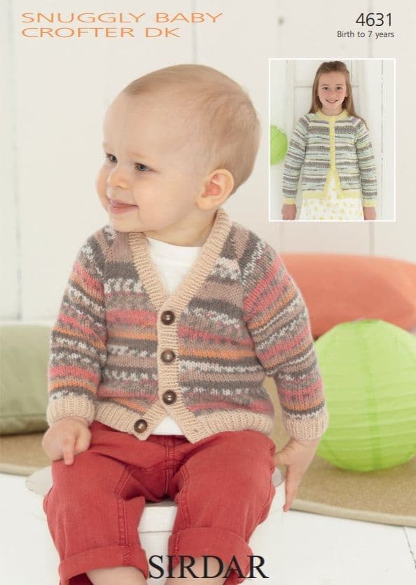 Sirdar Babies/Children's Cardigans Knitting Pattern in Baby Crofter DK 4631P PDF DOWNLOAD