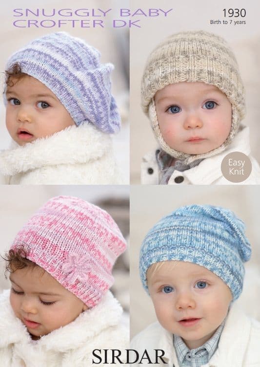 Sirdar Babies/Children's Hats Knitting Pattern in Baby Crofter DK 1930P PDF DOWNLOAD
