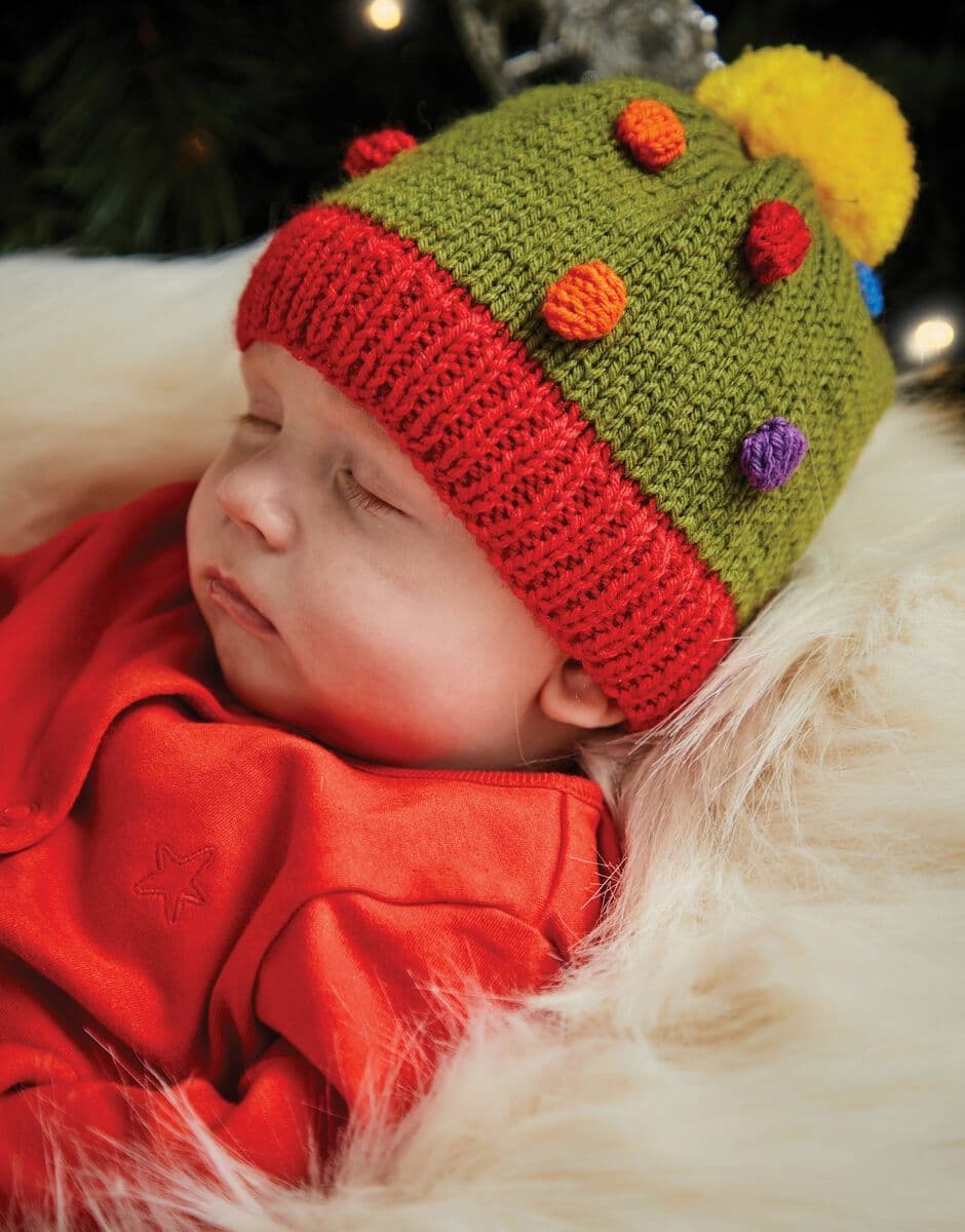 Sirdar Babies Christmas Tree Pom Pom Hat Knitting Pattern in Snuggly DK 5498P PDF DOWNLOAD