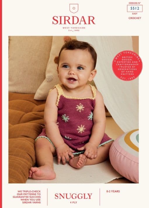 Sirdar Babies Dress Crochet Pattern in Snuggly 4ply 5512P PDF DOWNLOAD