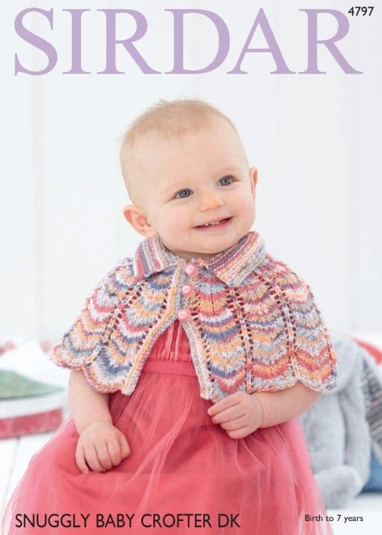 Sirdar Babies/Girls Capes Knitting Pattern in Baby Crofter DK 4797P PDF DOWNLOAD