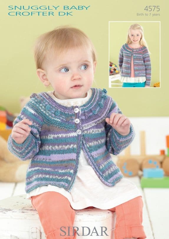 Sirdar Babies/Girls Cardigan Knitting Pattern in Baby Crofter DK 4575P PDF DOWNLOAD
