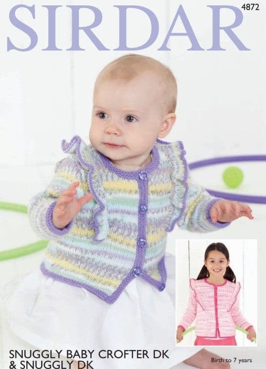 Sirdar Babies/Girls Cardigan Knitting Pattern in Baby Crofter DK 4872P PDF DOWNLOAD