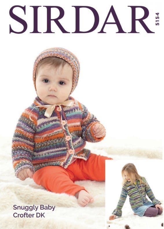 Sirdar Babies/Girls Cardigans & Bonnet Knitting Pattern in Baby Crofter DK 5154P PDF DOWNLOAD