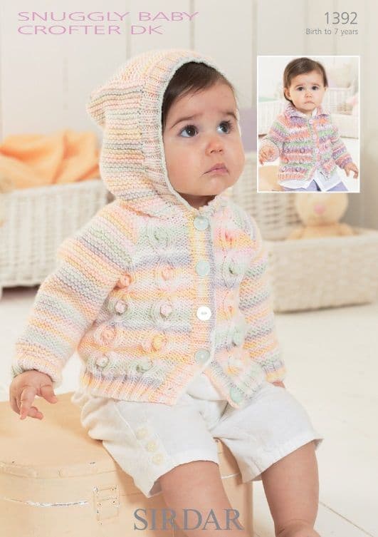 Sirdar Babies/Girls Cardigans Knitting Pattern in Baby Crofter DK 1392P PDF DOWNLOAD