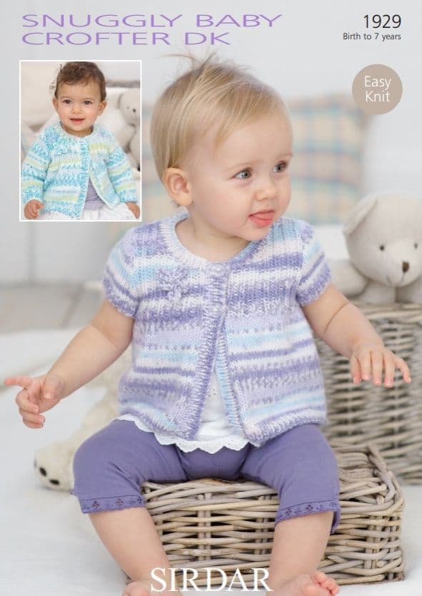 Sirdar Babies/Girls Cardigans Knitting Pattern in Baby Crofter DK 1929P PDF DOWNLOAD