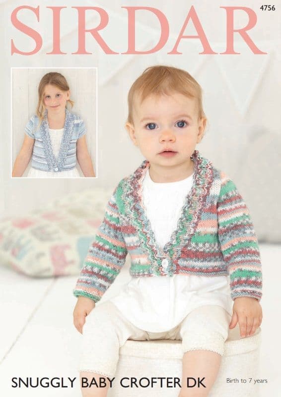 Sirdar Babies/Girls Cardigans Knitting Pattern in Baby Crofter DK 4756P PDF DOWNLOAD