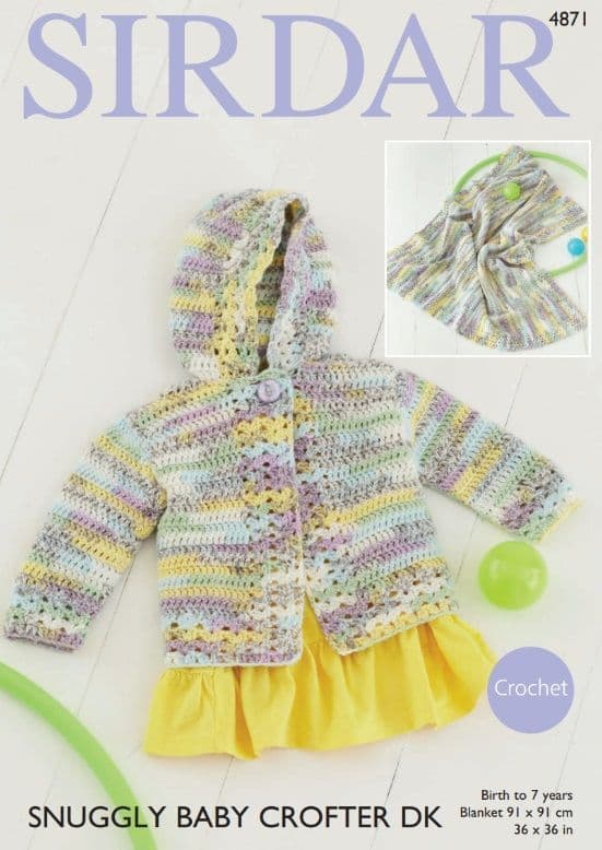 Sirdar Babies/Girls Jacket & Blanket Crochet Pattern in Baby Crofter DK 4871P PDF DOWNLOAD
