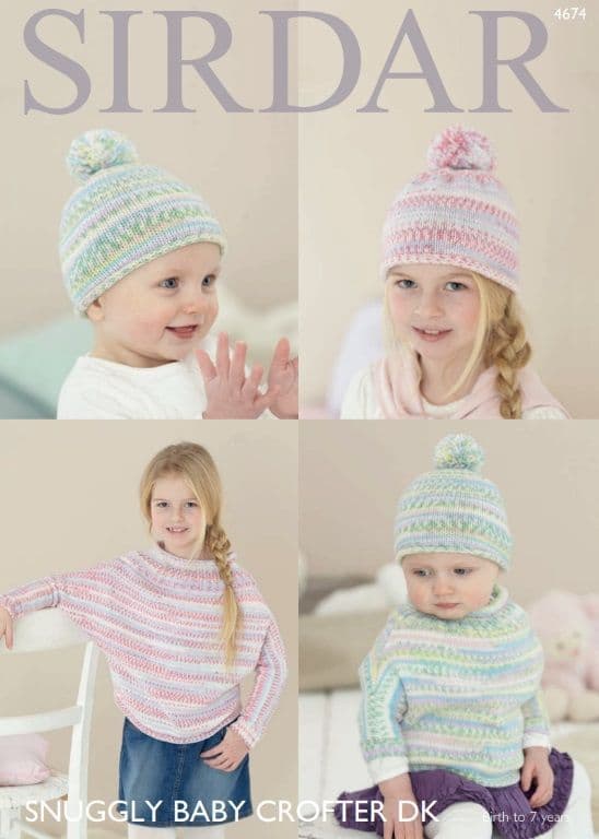 Sirdar Babies/Girls Poncho & Hat Knitting Pattern in Baby Crofter DK 4674P PDF DOWNLOAD