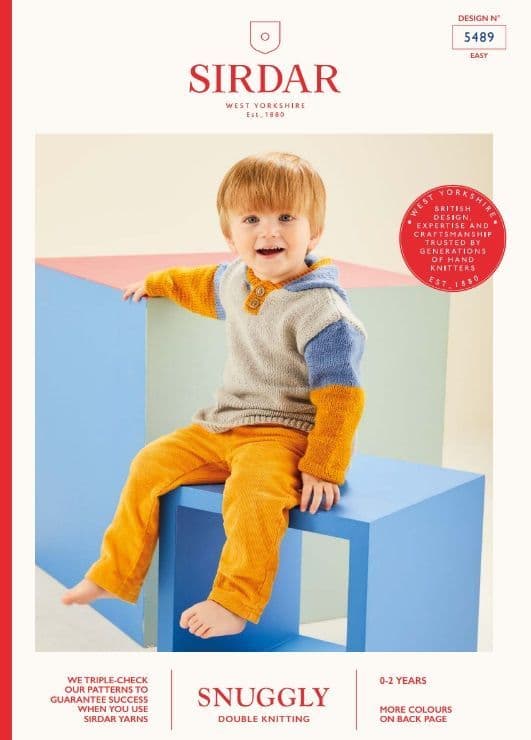 Sirdar Babies Hoodie Knitting Pattern in Snuggly DK 5489P PDF DOWNLOAD