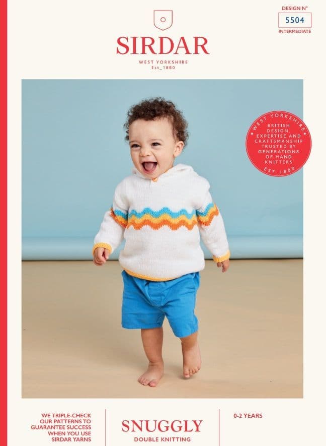 Sirdar Babies Hoodie Knitting Pattern in Snuggly DK 5504P PDF DOWNLOAD