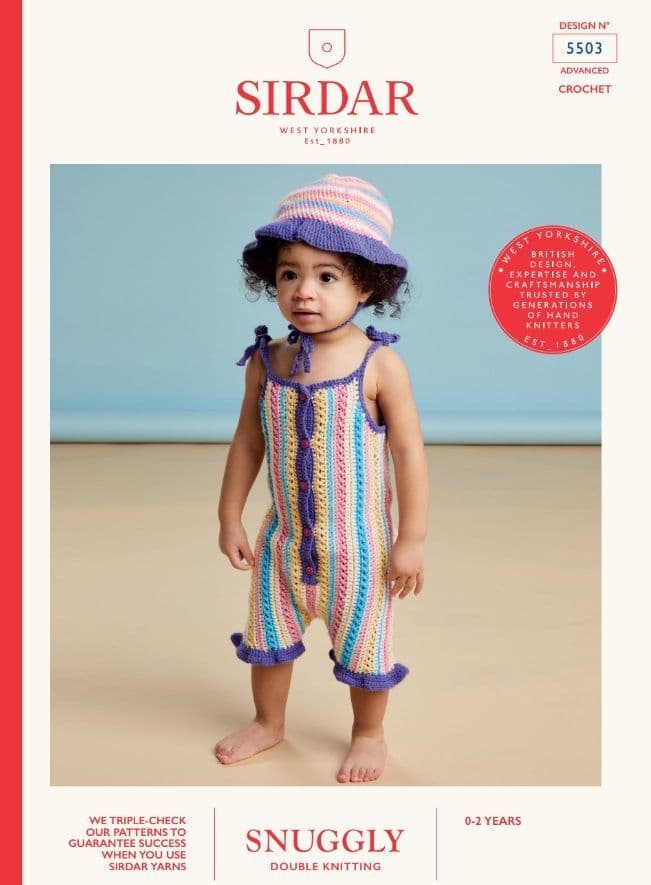 Sirdar Babies Playsuit & Hat Crochet Pattern in Snuggly DK 5503P PDF DOWNLOAD