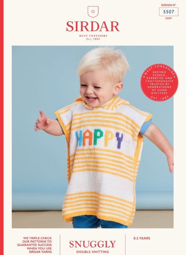 Sirdar Babies Poncho Knitting Pattern in Snuggly DK 5507P PDF DOWNLOAD