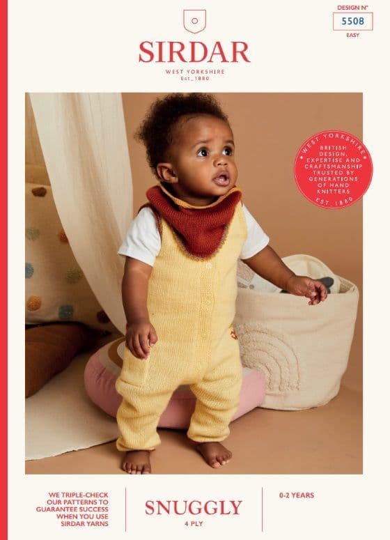 Sirdar Babies Romper & Bib Knitting Pattern in Snuggly 4ply 5508P PDF DOWNLOAD