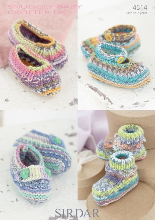 Sirdar Babies Shoes Knitting Pattern in Baby Crofter DK 4514P PDF DOWNLOAD