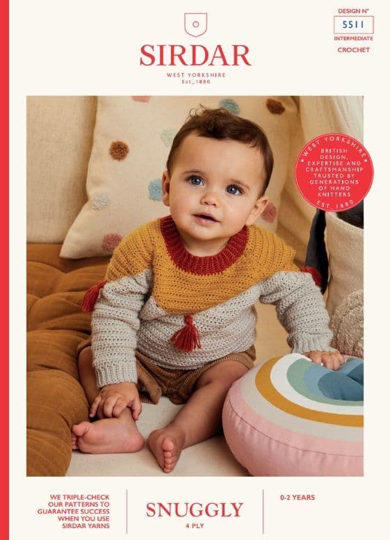 Sirdar Babies Sweater Crochet Pattern in Snuggly 4ply 5511P PDF DOWNLOAD