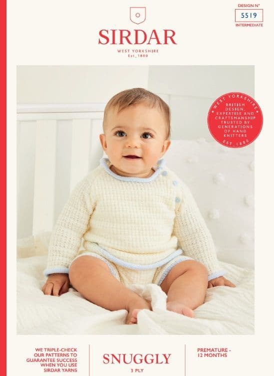 Sirdar Babies Sweater & Shorts Knitting Pattern in Snuggly 3ply 5519P PDF DOWNLOAD