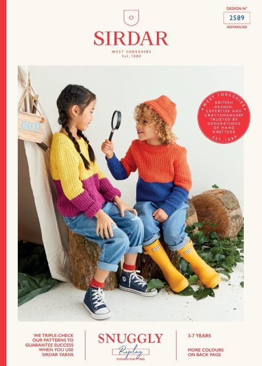 Sirdar Children's Sweater Knitting Pattern in Snuggly Replay DK 2589P PDF DOWNLOAD