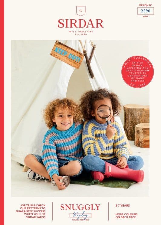 Sirdar Children's Sweater Knitting Pattern in Snuggly Replay DK 2590P PDF DOWNLOAD