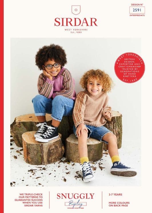 Sirdar Children's Sweater Knitting Pattern in Snuggly Replay DK 2591P PDF DOWNLOAD