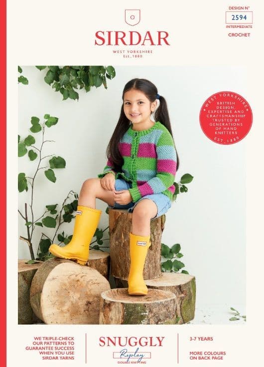 Sirdar Girls Cardigan Crochet Pattern in Snuggly Replay DK 2594P PDF DOWNLOAD
