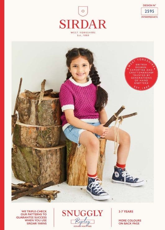 Sirdar Girls Sweater Knitting Pattern in Snuggly Replay DK 2595P PDF DOWNLOAD