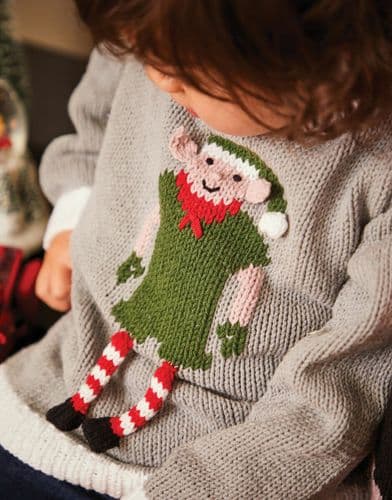 Sirdar Kids Christmas Elf Jumper Knitting Pattern in Replay DK 2603P PDF DOWNLOAD