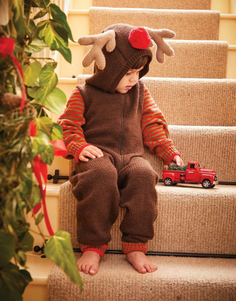 Sirdar Kids Reindeer Romper Knitting Pattern in Snuggly DK 2606P PDF DOWNLOAD